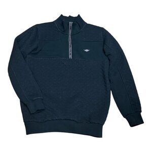 Gabbiano Pullover Sweatshirt Medium Black Quilted Half Zip Casual 77115 Logo